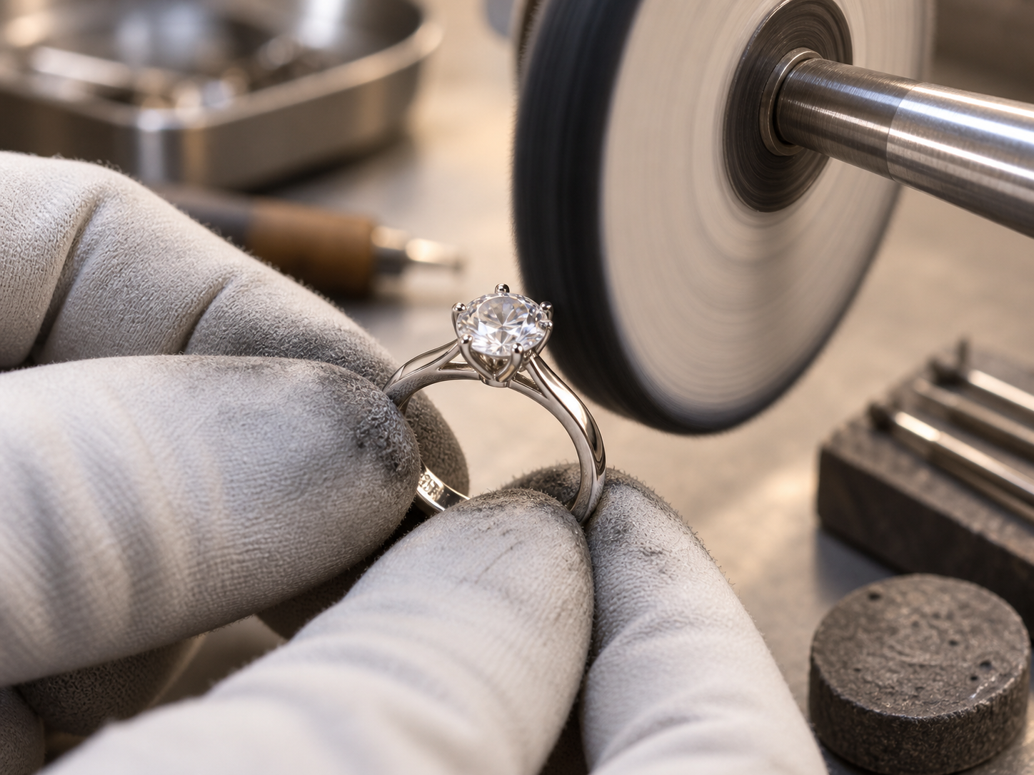 925 sterling silver moissanite ring polishing and surface finishing